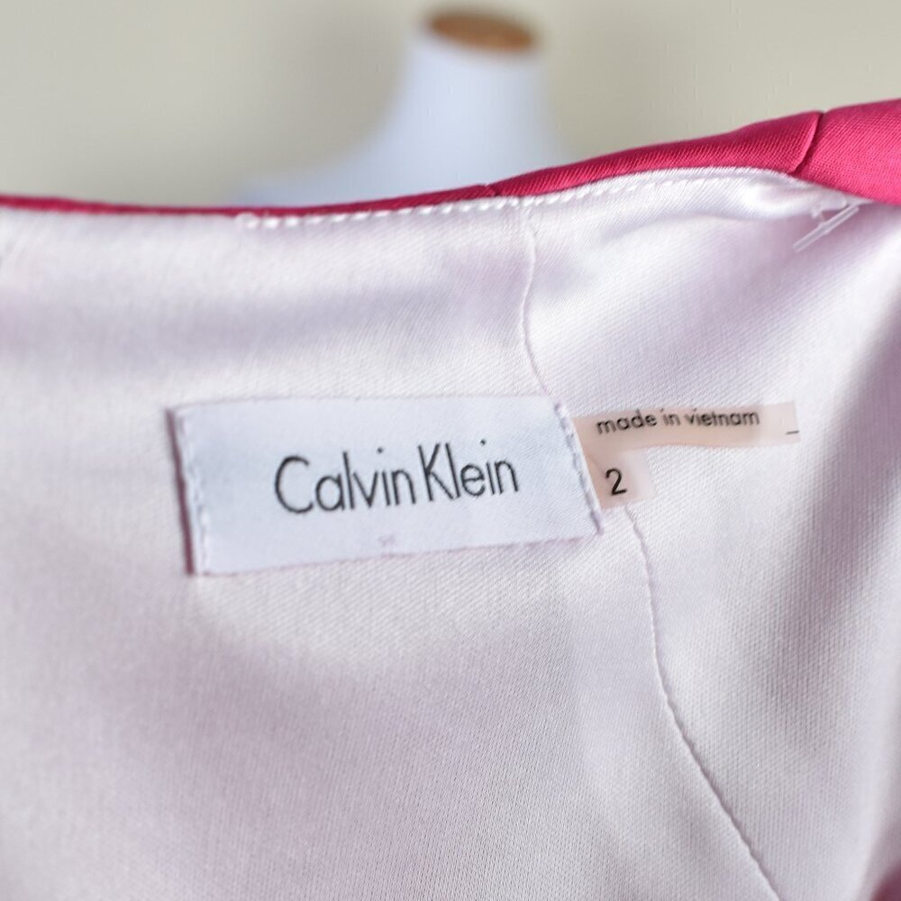 Calvin Klein Horseshoe Neck Ruched Scuba Sheath Dress Pink - 2 - Picture 8 of 8